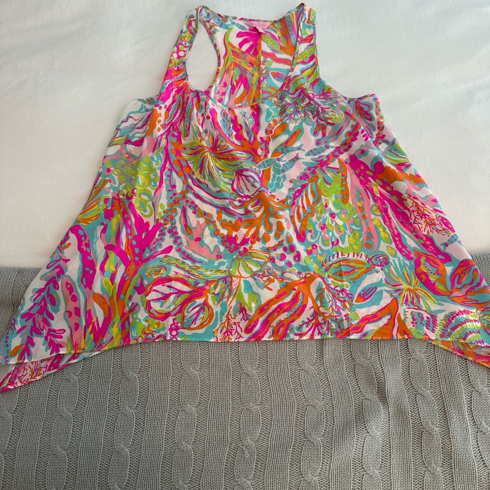 Lilly Pulitzer Alyssa Silk Multicolored Top Women’s XL